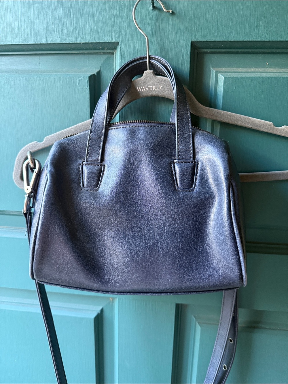 Matt & Nat Navy Compact Vegan Leather Crossbody Satchel - Picture 2 of 2